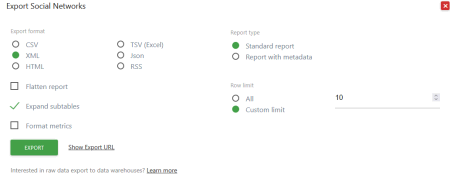 export report options
