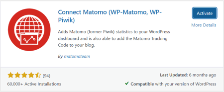 activate the connect matomo plugin