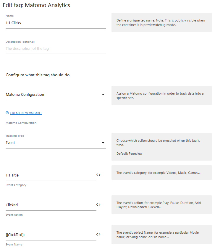 define event in tracking tag