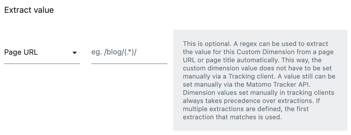 Custom Dimension Extraction Settings