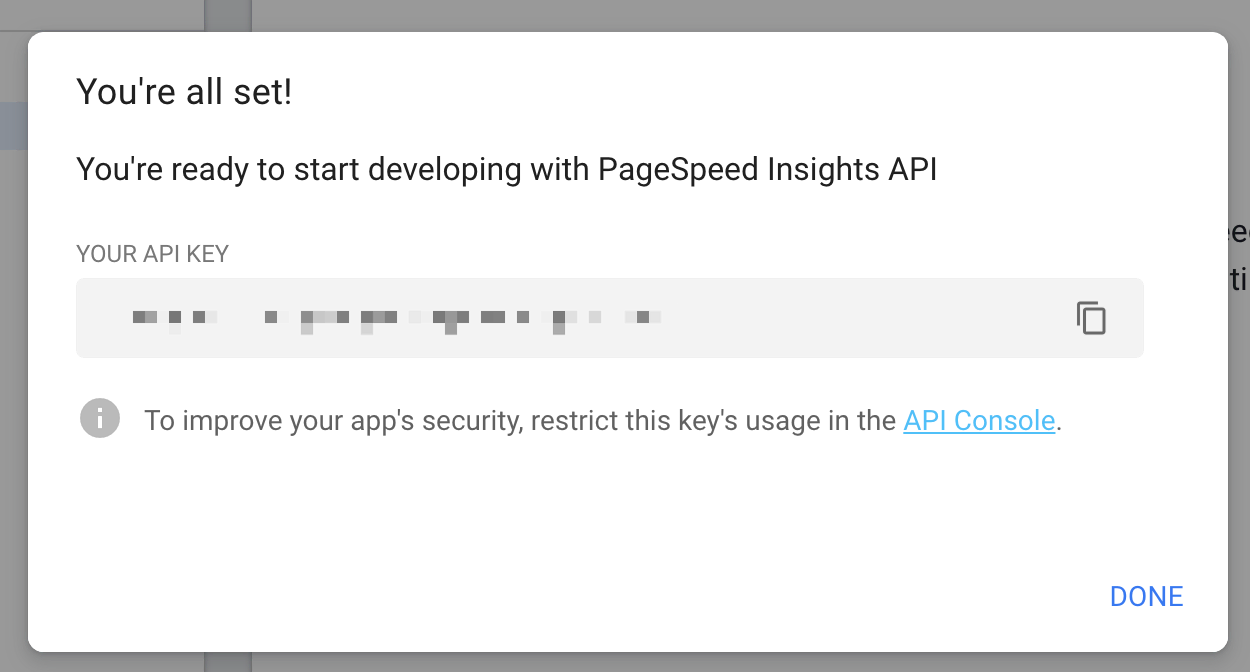 PageSpeed Insights API Key