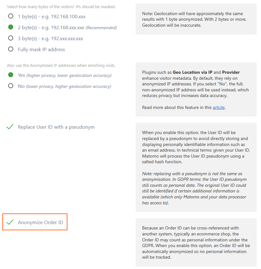 Anonymise Ecommerce order IDs FAQ - Analytics Platform - Matomo