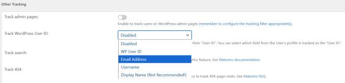 enable wordpress user id tracking