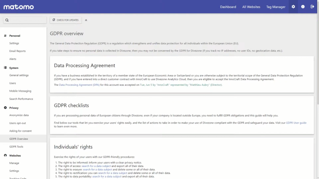 GDPR manager by Matomo