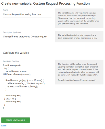 How to use the Custom Request Processing Function FAQ - Analytics ...