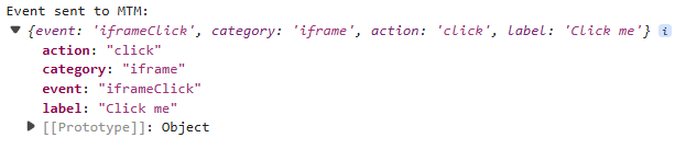 iframe event pushed to mtm data layer