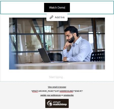 add link to mailchimp email campaign