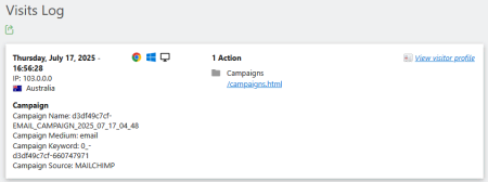 mailchimp campaign tracked in matomo