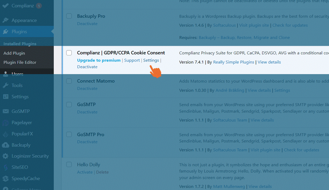 configure complianz for matomo tag manager