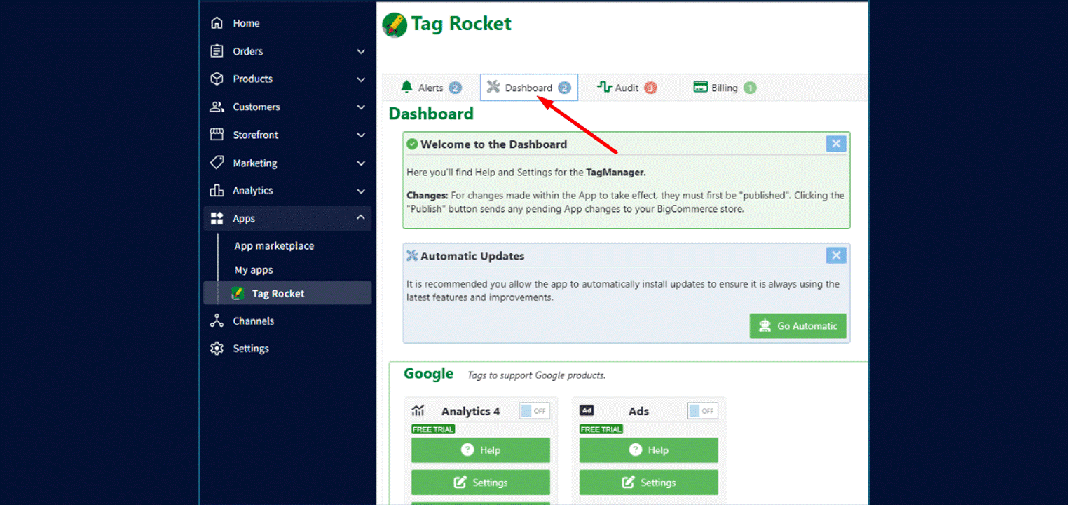 configure tag rocket for matomo