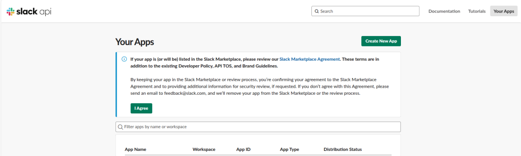 create slack app