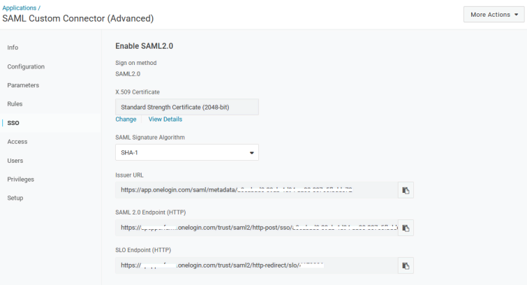 onelogin saml sso config