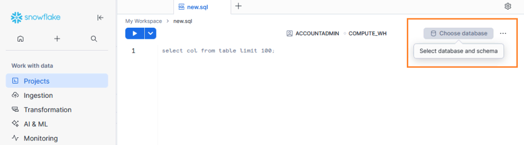 select database and schema