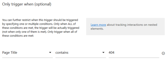 add condition to pageview trigger