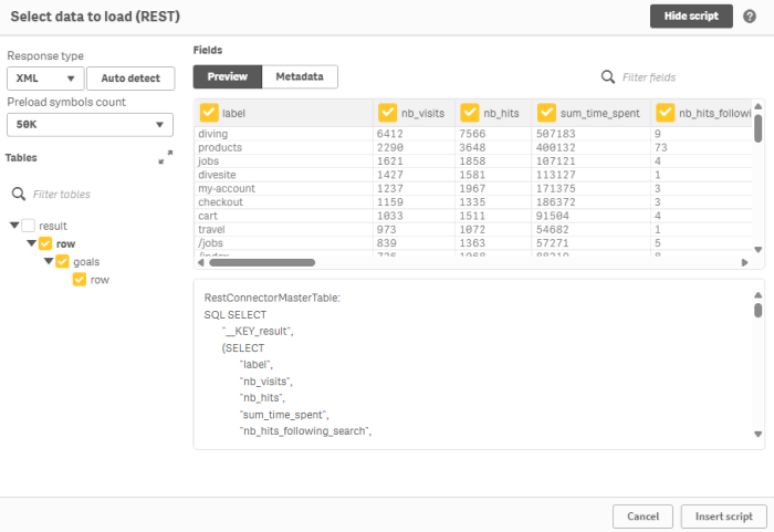 select data to load in qlik