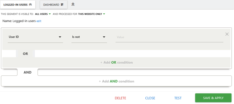 logged-in user segment
