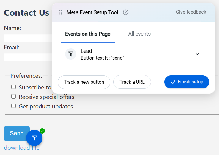 identify page meta event